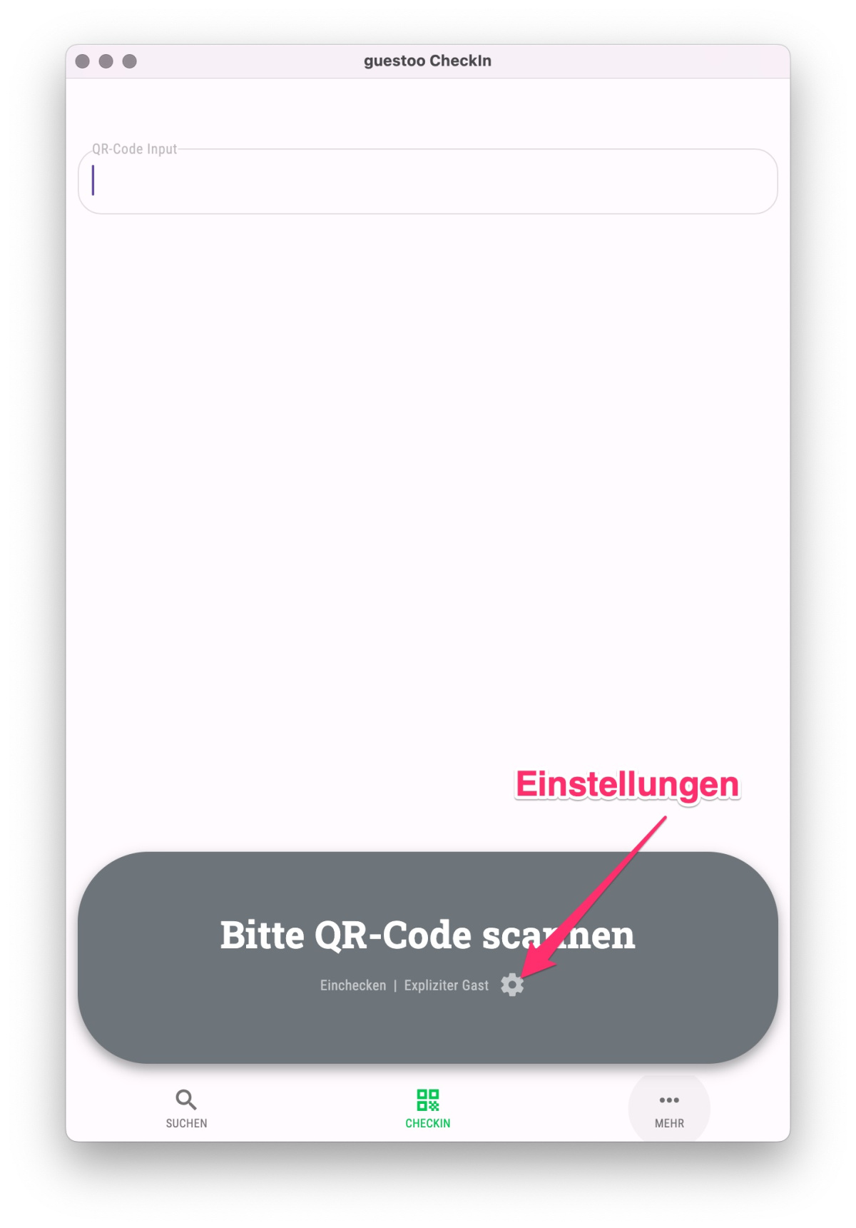 Einstellungen in der Check-in-App - 